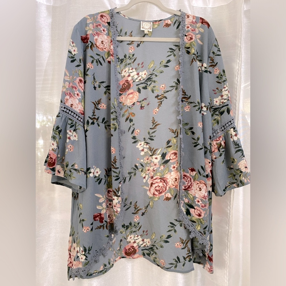 Gray kimono cardigan 1X